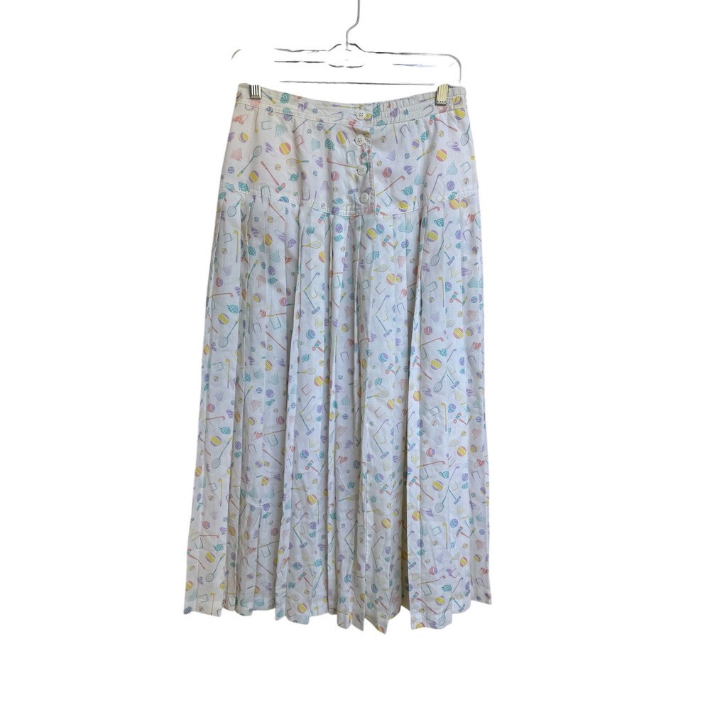 Vintage Chaus Maxi Dress Fun Sports Badminton All Over‎ Print Size 8